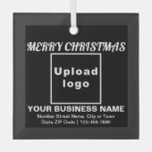 Kerst-kerst-zwart-vierkantje Glass Ornament (Voorkant)