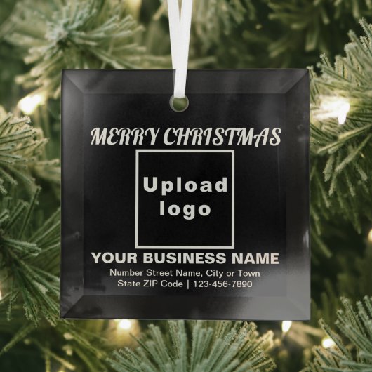 Kerst-kerst-zwart-vierkantje Glass Ornament (Insitu)