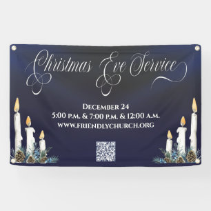 Kerst Kerstavond QR Code Candlelight Service Spandoek