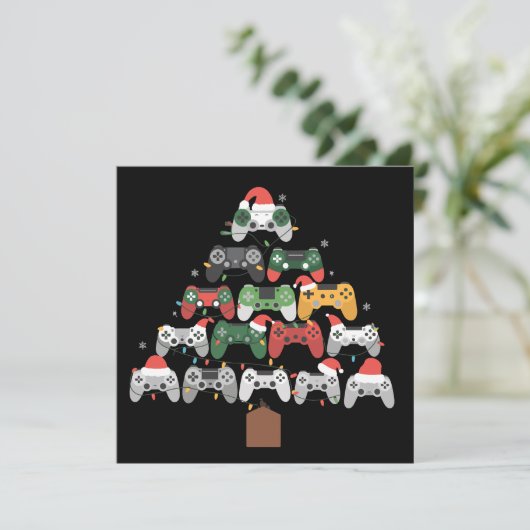 Kerst Kerstboom Gamer Geschenken Feestdagenkaart (Staand voorkant)