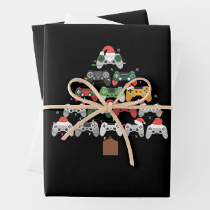 Kerst Kerstboom Gamers Gamer Xmas Cadeaus Inpakpapier Vel