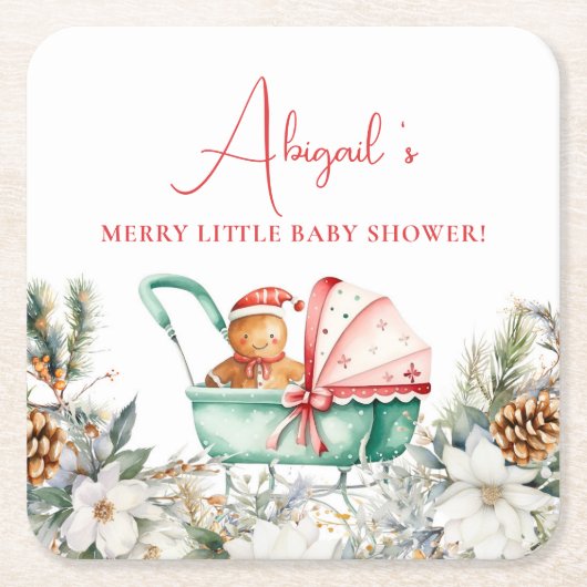 Kerst Kerstbrood Baby Shower Kartonnen Onderzetters (Voorkant)