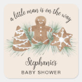 Kerst Kerstbrood Baby Shower Vierkante Sticker (Voorkant)