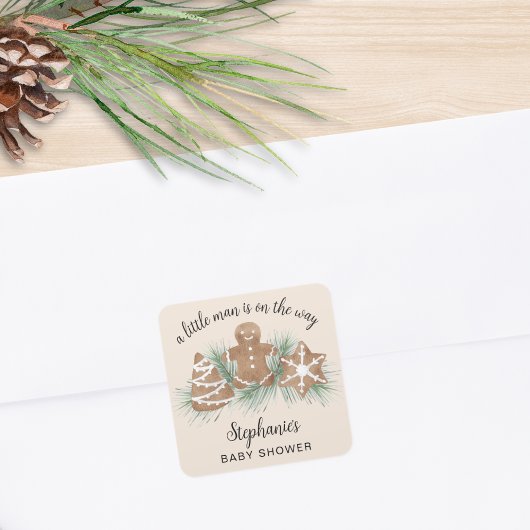 Kerst Kerstbrood Baby Shower Vierkante Sticker
