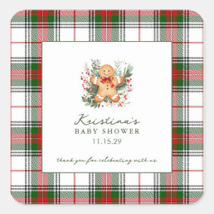 Kerst Kerstbrood Baby Shower Vierkante Sticker