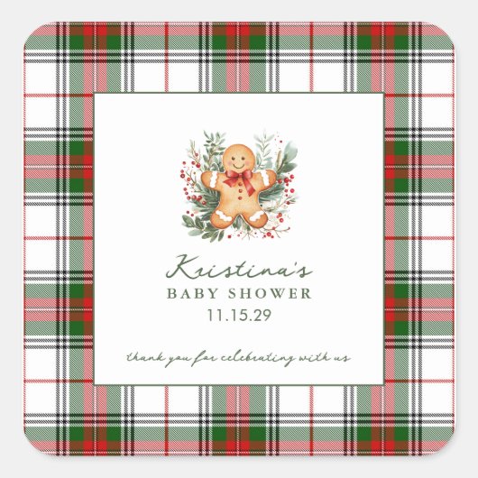 Kerst Kerstbrood Baby Shower  Vierkante Sticker (Voorkant)