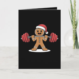 Kerst Kerstbrood Gewichtheffen Gym Kerstman Hoed Kaart