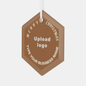 Kerst-kerstbruin Glass Hexagon Ornament (Voorkant links)