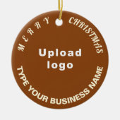 Kerst-kerstbruine cirkelkeramische keramiek keramisch ornament (Voorkant)