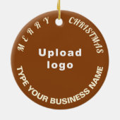 Kerst-kerstbruine cirkelkeramische keramiek keramisch ornament (Achterkant)