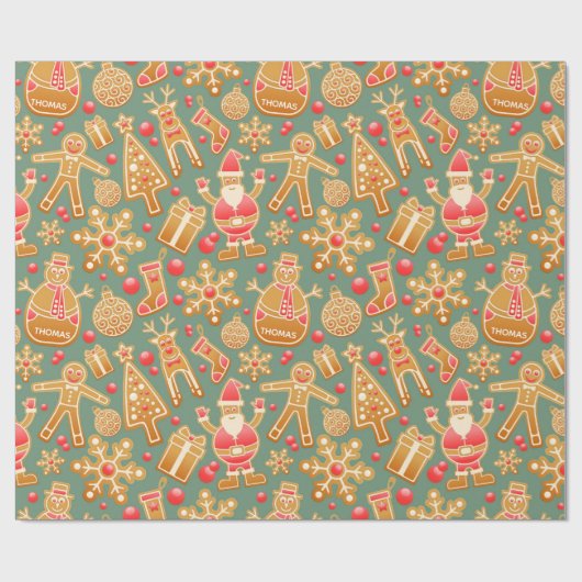 Kerst-kerstcadeauverpakking voor ontbijtkoek, op m cadeaupapier (Vlak)