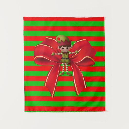 Kerst kerstfeest Elf Wandkleed (Voorkant)