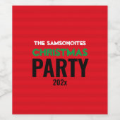 Kerst-kerstfeest Rood en Jouw naam Partij Wijn Etiket (Enkel label)