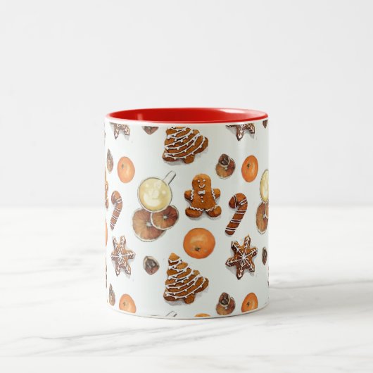 Kerst-kerstfeest Tweekleurige Koffiemok (Center)