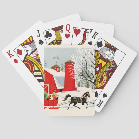 kerst-kerstfeestdag, retro vintage pokerkaarten (Achterkant)