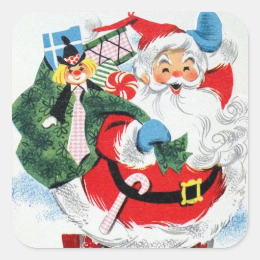 kerst-kerstfeestdag vierkante sticker (Voorkant)
