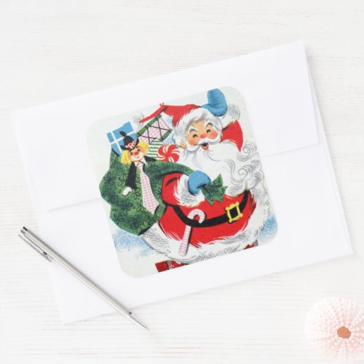 kerst-kerstfeestdag vierkante sticker (Envelop)