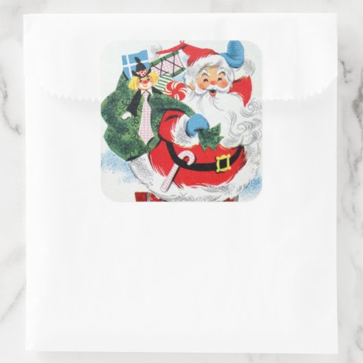 kerst-kerstfeestdag vierkante sticker (Tas)