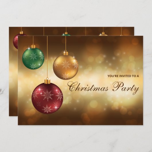 Kerst-kerstfeestfeest in Red Festive Baubles Kaart (Voorkant / Achterkant)