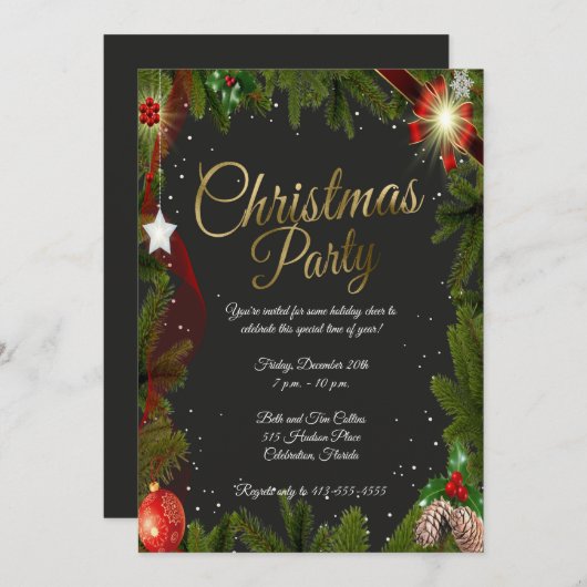 Kerst-kerstfeestfeest Kaart (Voorkant / Achterkant)