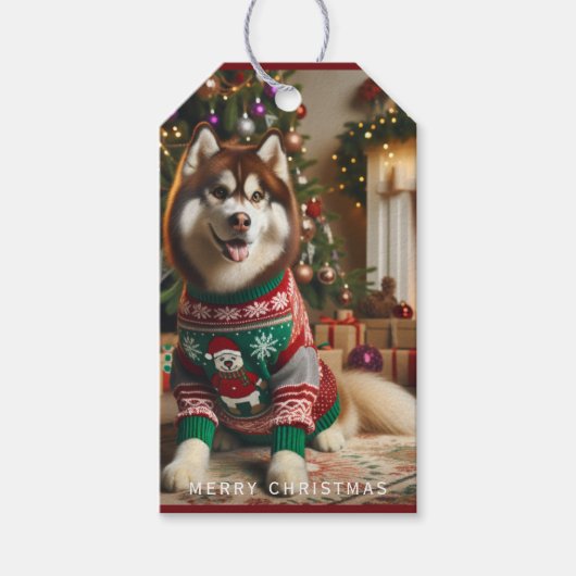 Kerst-kerstfoto Merry Cadeaulabel (Voorkant)