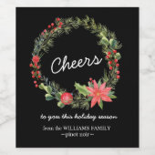 Kerst kerstgroen wijnlabel wijn etiket (Enkel label)