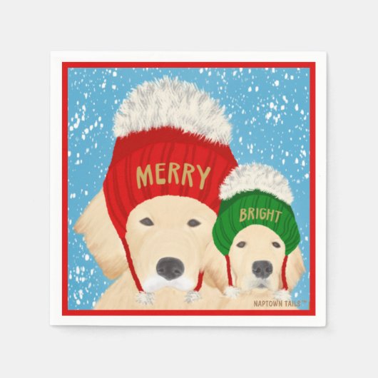 Kerst Kersthonden Servetten (Voorkant)