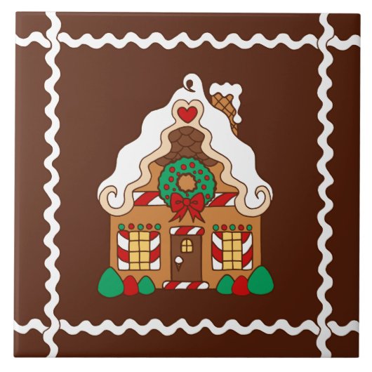 Kerst Kersthuis Keuken Onderzetter Cadeau Tegeltje (Voorkant)