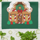 Kerst Kersthuis Keukenhanddoek (Gevouwen)