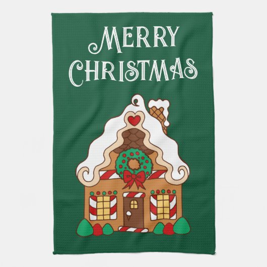 Kerst Kersthuis Keukenhanddoek (Verticaal)