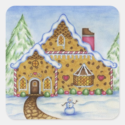 Kerst Kersthuis Stickers (Voorkant)