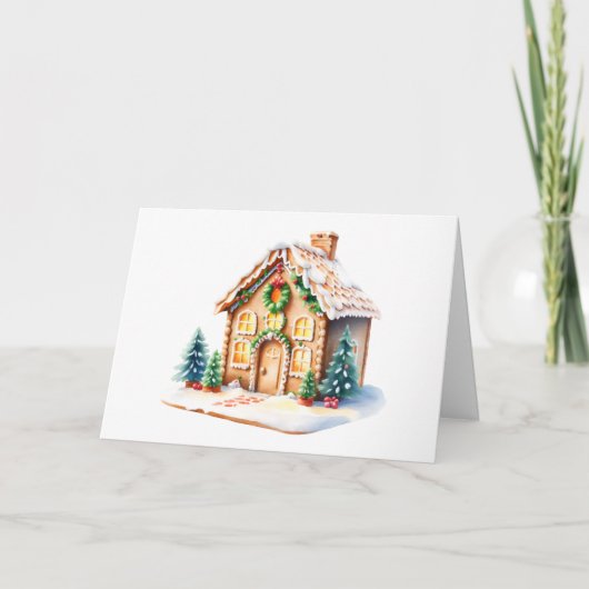 Kerst Kersthuis van Gemberkoek Bedankkaart (Voorkant)