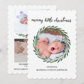 Kerst kerstkaart met hulstbladeren aankondiging ge (Voorkant / Achterkant)