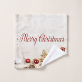 Kerst, kerstkeuken, houtextuur bad handdoek (Wasdoekje)