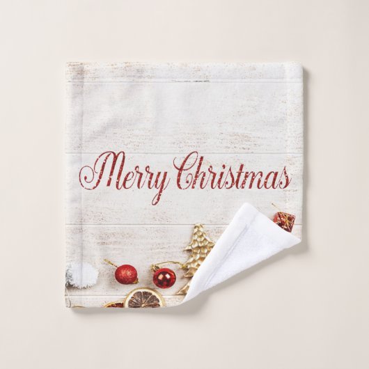 Kerst, kerstkeuken, houtextuur bad handdoek (Wasdoekje)