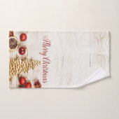 Kerst, kerstkeuken, houtextuur bad handdoek (Handdoek)