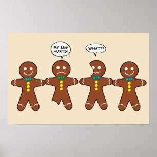 Kerst Kerstkoekje M'n Been Doet zeer Poster
