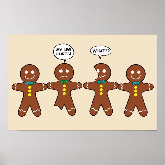 Kerst Kerstkoekje M'n Been Doet zeer Poster (Voorkant)