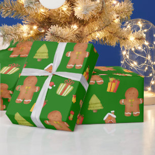 Kerst Kerstkoekjes en Cadeaus Groen Cadeaupapier