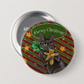 Kerst-kerstkoekjes Kat Square Ronde Button 7,6 Cm (Voorkant /achterkant)