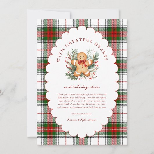 Kerst Kerstkrans Baby Shower Bedankkaart (Voorkant)
