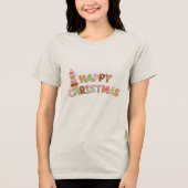 Kerst Kerstkrans Cupcake Lettering Tri-Blend Shirt (Voorkant)