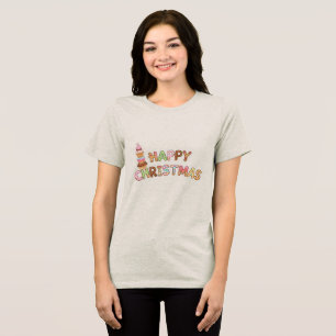 Kerst Kerstkrans Cupcake Lettering Tri-Blend Shirt