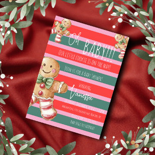 Kerst Kerstkrans Koekjes Streep Baby Shower Kaart