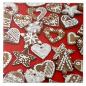 Kerst Kerstkrans Koekjes Tegeltje (Voorkant)