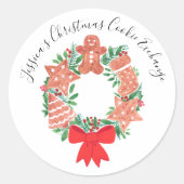 Kerst Kerstkrans Koekjes Uitwisseling  Ronde Sticker (Voorkant)