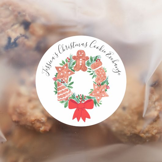 Kerst Kerstkrans Koekjes Uitwisseling  Ronde Sticker
