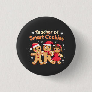 Kerst Kerstkrans Leraar Slimme Koekie Grappig Ronde Button 3,2 Cm