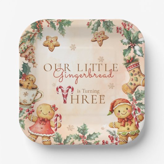 Kerst Kerstkrans Verjaardag Drie Papieren Bordje (Voorkant)