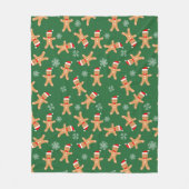 Kerst Kerstmannen van Peperkoek op Groen Fleece Deken (Voorkant)